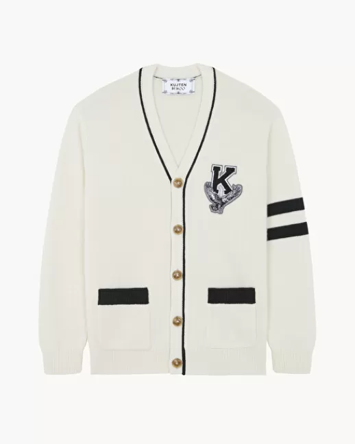 Kujten Gilets & Vestes | Cardigan Hermosa Cardigan Cachemire Col V Unisexe Blanc