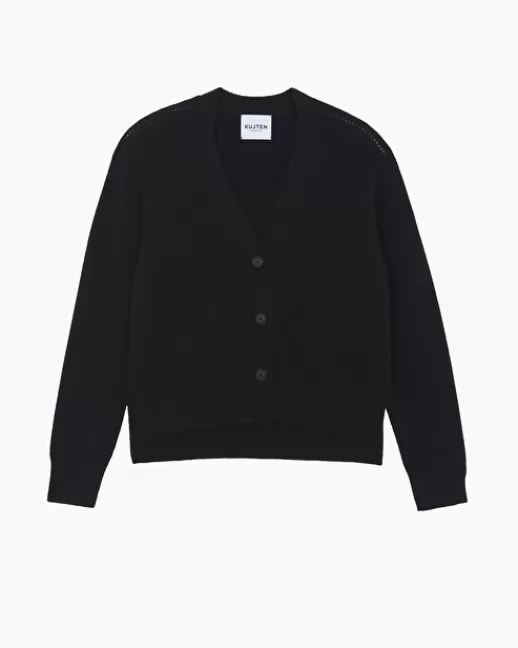 Kujten Gilets & Vestes | Cardigan Joya Cardigan Cachemire Femme, 2 fils Noir