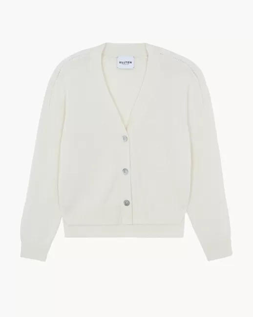 Kujten Gilets & Vestes | Cardigan Joya Cardigan Cachemire Femme, 2 fils Blanc