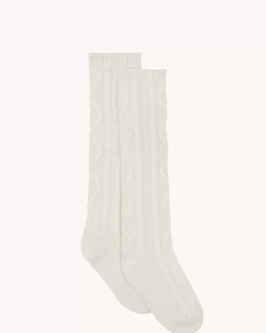 Kujten Chaussettes & Guêtres | Chaussettes Gs Lou Chaussettes Cachemire Torsadu00e9, 6 fils Blanc