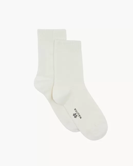 Kujten Accessoires | Chaussettes & Guêtres | Chaussettes Logo Socks Chaussettes Cachemire, 2 fils Blanc