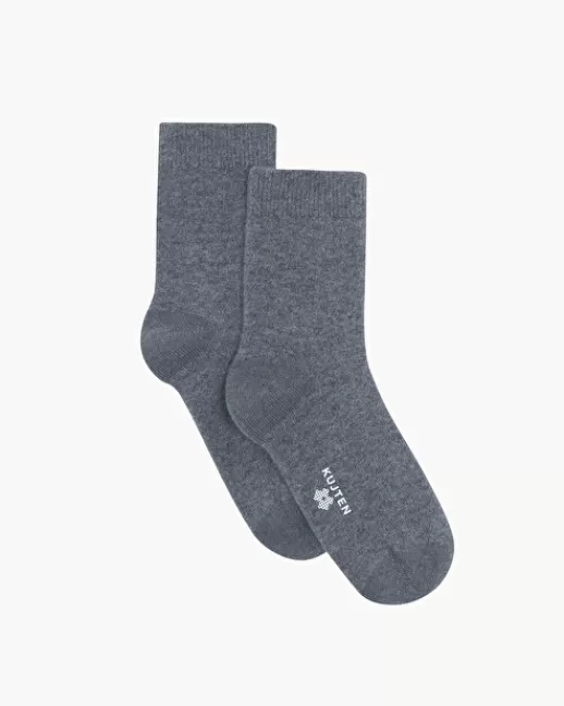 Kujten Accessoires | Chaussettes & Guêtres | Chaussettes Logo Socks Chaussettes Cachemire, 2 fils Grisflanelle