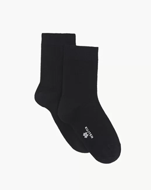 Kujten Accessoires | Chaussettes & Guêtres | Chaussettes Logo Socks Chaussettes Cachemire, 2 fils Noir