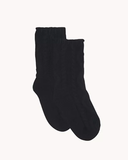 Kujten Chaussettes & Guêtres | Chaussettes Lolly Chaussettes Cachemire Torsadu00e9, 6 fils Noir