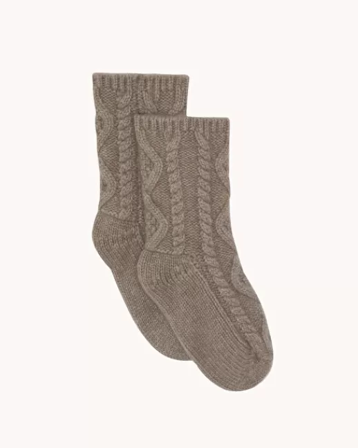 Kujten Chaussettes & Guêtres | Chaussettes Lolly Chaussettes Cachemire Torsadu00e9, 6 fils Beigetaupe