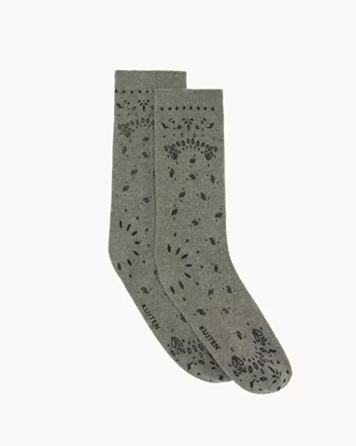 Kujten Accessoires | Chaussettes & Guêtres | Chaussettes Sig Bandana Chaussettes Cachemire, 2 fils KAKIFONCE