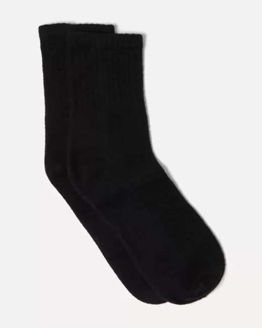 Kujten Accessoires | Chaussettes & Guêtres | Chaussettes Socks Chaussettes cachemire couleur unie, 4 fils Noir