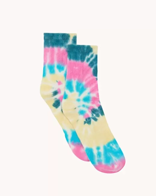 Kujten Chaussettes & Guêtres | Tie & Dyes | Chaussettes Stig Rainbow Chaussettes Cachemire Tie And Dye, 4 fils Rosevert