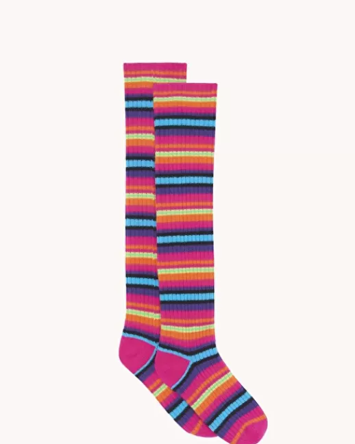 Kujten Chaussettes & Guêtres | Chaussettes Stig Stripes Chaussettes Cachemire Rayu00e9es, 2 fils Multicolore