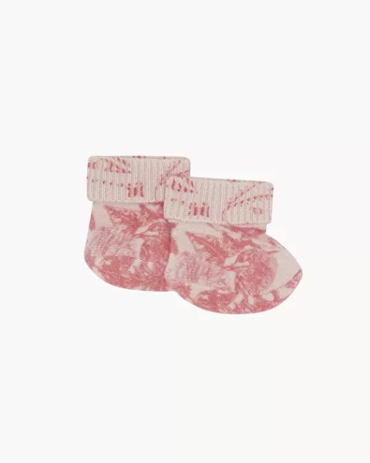 Kujten Accessoires | Chaussons Baby Print Chaussons Cachemire Imprimu00e9 Bu00e9bu00e9, 2 Fils ROSE