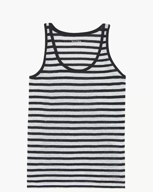 Kujten Tops & T-Shirts | Du00e9bardeur Soft Stripes Du00e9bardeur Mariniu00e8re Rayu00e9 Lin Blanc