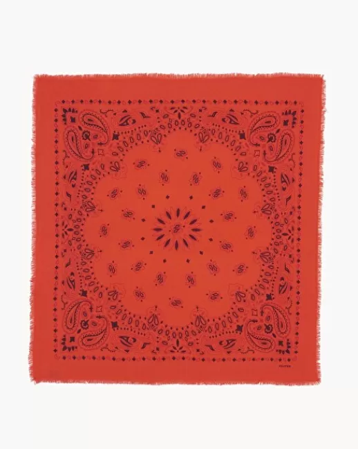 Kujten Bandanas | Grand Bandana Hachiko Bico Grand bandana cachemire imprimu00e9 bicoloru00e9, 2 fils OrangeFluo
