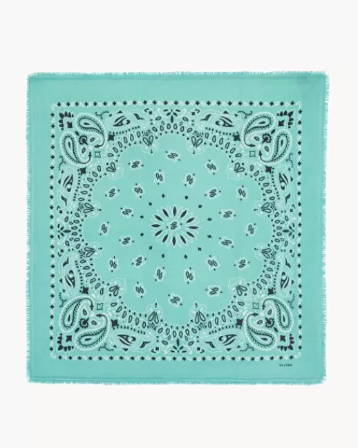 Kujten Bandanas | Grand Bandana Hachiko Bico Grand bandana cachemire imprimu00e9 bicoloru00e9, 2 fils VERTGUIMAUVE