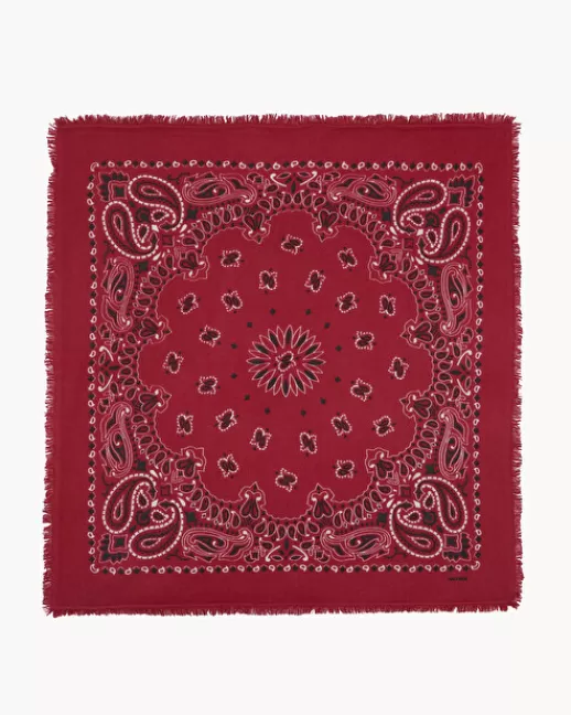 Kujten Accessoires | Bandanas | Grand Bandana Hachiko Bico Grand bandana cachemire imprimu00e9 bicoloru00e9, 2 fils Rouge
