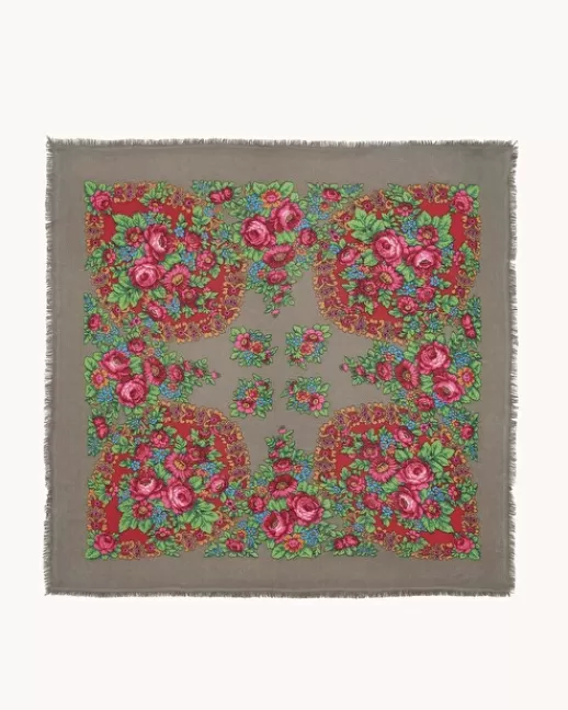 Kujten Bandanas | Grand Bandana Hachiko Flower Grand bandana cachemire imprimu00e9, 2 fils KAKICHINE