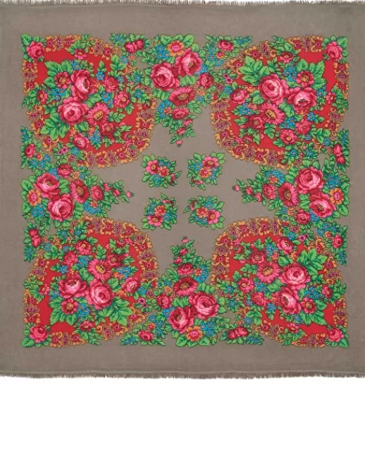 Kujten Bandanas | Grand Bandana Hachiko Flower Grand bandana cachemire imprimu00e9, 2 fils KAKICHINE