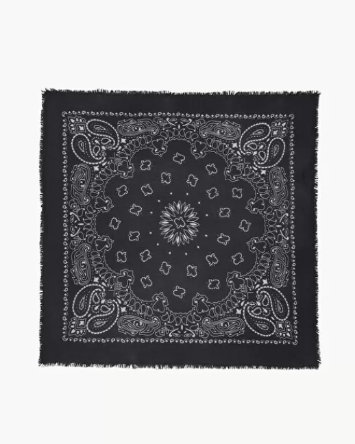 Kujten Bandanas | Écharpes & Cols | Grand Bandana Hachiko Grand bandana cachemire imprimu00e9, 2 fils Noir