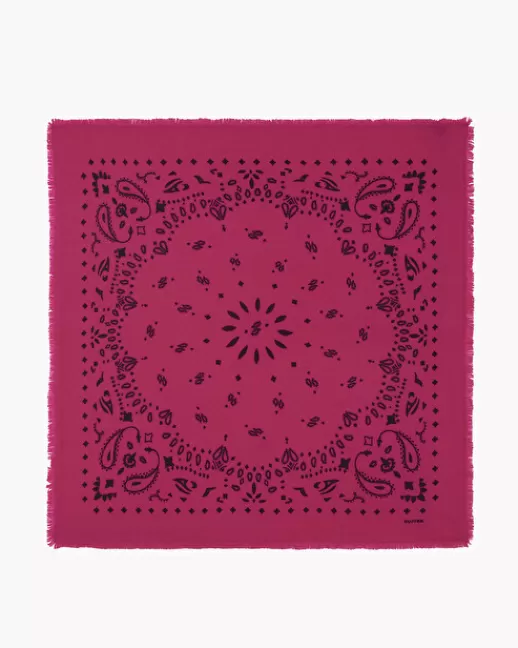 Kujten Bandanas | Écharpes & Cols | Grand Bandana Hachiko Grand bandana cachemire imprimu00e9, 2 fils RosePivoine