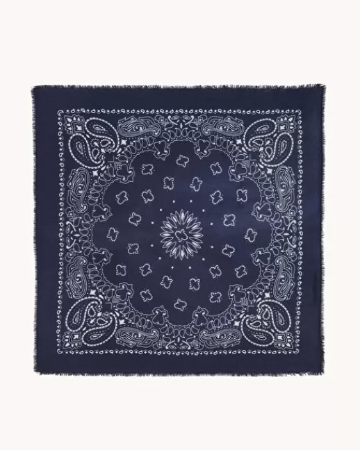 Kujten Bandanas | Écharpes & Cols | Grand Bandana Hachiko Grand bandana cachemire imprimu00e9, 2 fils Bleumarinefoncé