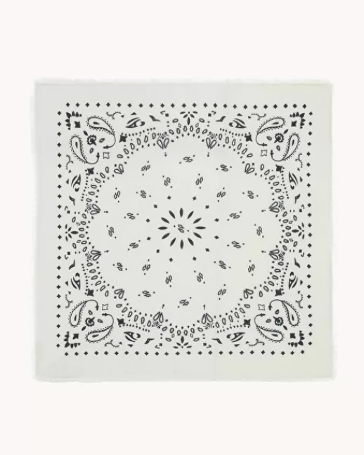 Kujten Bandanas | Écharpes & Cols | Grand Bandana Hachiko Grand bandana cachemire imprimu00e9, 2 fils Blanc