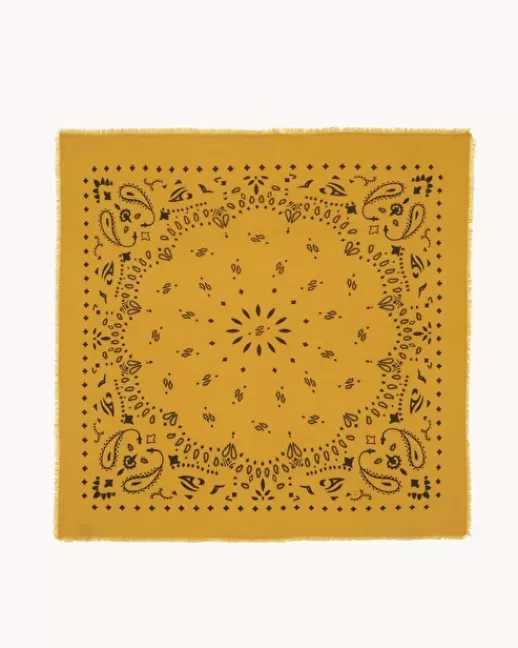 Kujten Bandanas | Écharpes & Cols | Grand Bandana Hachiko Grand bandana cachemire imprimu00e9, 2 fils Jaunesafran