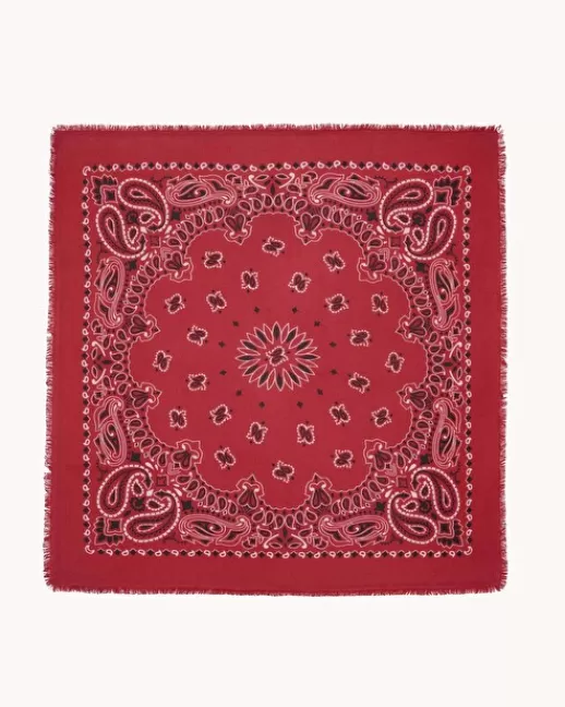 Kujten Accessoires | Bandanas | Grand Bandana Hachiko Grand bandana cachemire imprimu00e9, 2 fils Rouge