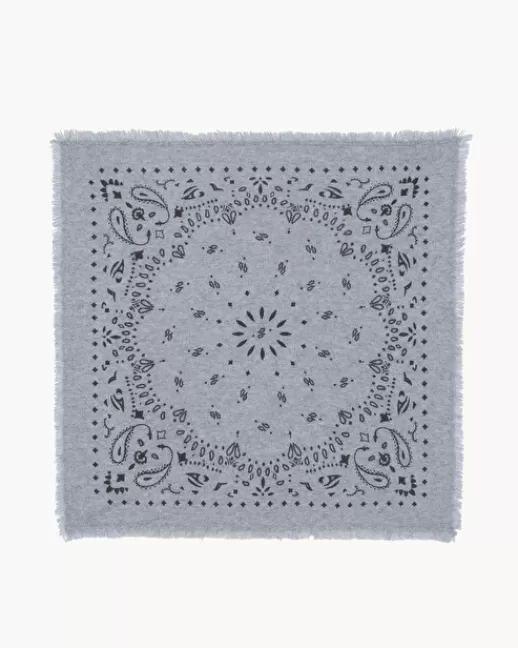 Kujten Accessoires | Bandanas | Grand Bandana Hachiko Grand bandana cachemire imprimu00e9, 2 fils GrisChiné