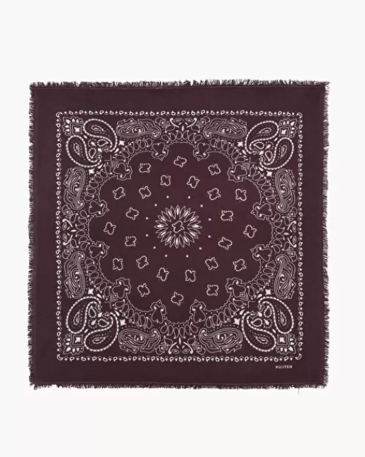 Kujten Accessoires | Bandanas | Grand Bandana Hachiko Grand bandana cachemire imprimu00e9, 2 fils BORDEAUX