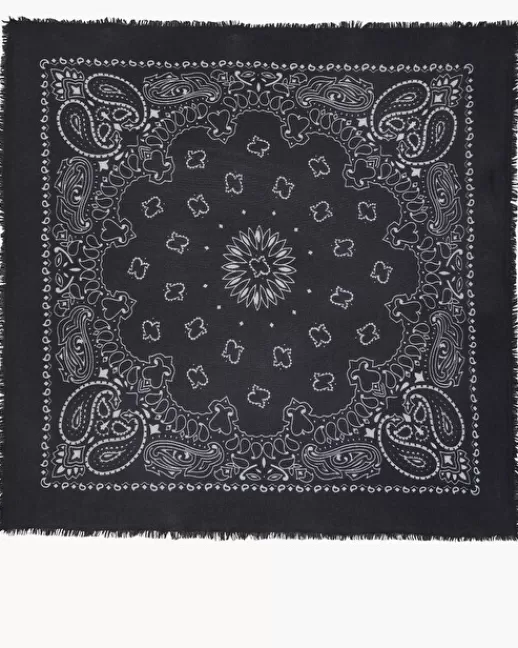 Kujten Bandanas | Écharpes & Cols | Grand Bandana Hachiko Grand bandana cachemire imprimu00e9, 2 fils Noir