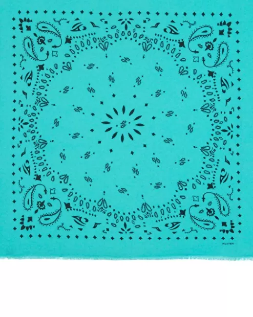 Kujten Bandanas | Grand Bandana Hachiko Grand bandana cachemire imprimu00e9, 2 fils VERTGUIMAUVE