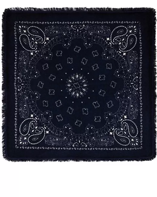 Kujten Bandanas | Écharpes & Cols | Grand Bandana Hachiko Grand bandana cachemire imprimu00e9, 2 fils Bleumarinefoncé