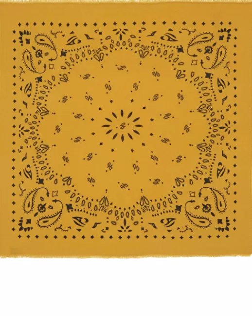 Kujten Bandanas | Écharpes & Cols | Grand Bandana Hachiko Grand bandana cachemire imprimu00e9, 2 fils Jaunesafran