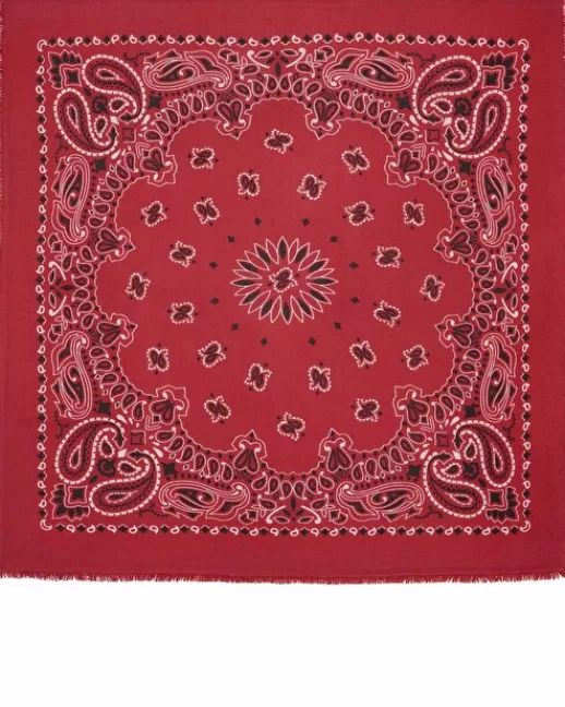 Kujten Accessoires | Bandanas | Grand Bandana Hachiko Grand bandana cachemire imprimu00e9, 2 fils Rouge