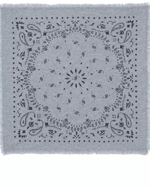 Kujten Accessoires | Bandanas | Grand Bandana Hachiko Grand bandana cachemire imprimu00e9, 2 fils GrisChiné