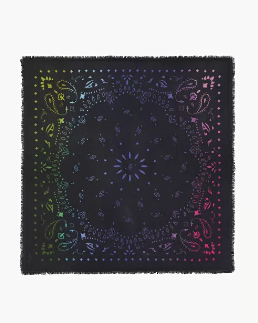 Kujten Accessoires | Bandanas | Grand Bandana Hachiko Japan Grand bandana cachemire imprimu00e9 multicoloru00e9, 2 fils Multicolore