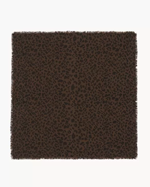 Kujten Bandanas | Grand Bandana Hachiko Leopard Grand bandana cachemire imprimu00e9 lu00e9opard, 2 fils MARRON