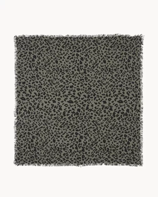 Kujten Léopard | Léopard | Grand Bandana Hachiko Leopard Grand bandana cachemire imprimu00e9 lu00e9opard, 2 fils KAKICHINE
