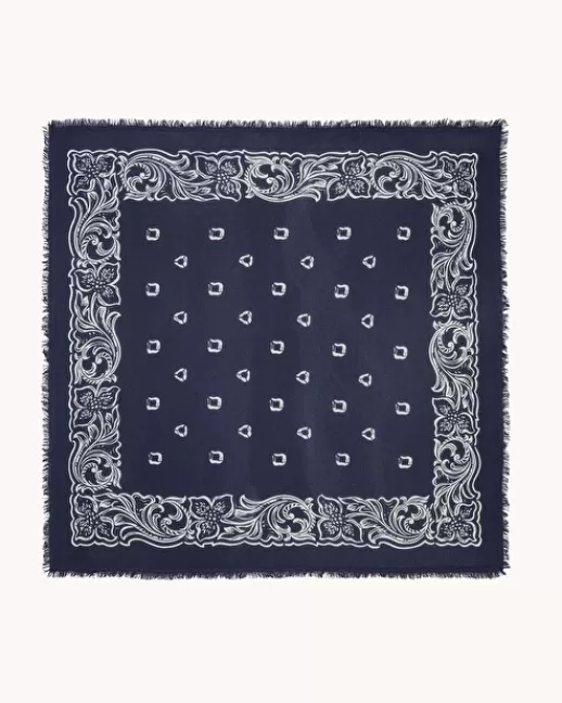 Kujten Bandanas | Écharpes & Cols | Grand Bandana Hawai Bandana Cachemire Motif Hawaien, 2 fils Bleumarinefoncé