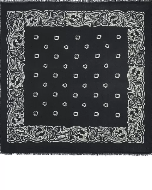 Kujten Bandanas | Écharpes & Cols | Grand Bandana Hawai Bandana Cachemire Motif Hawaien, 2 fils Noir