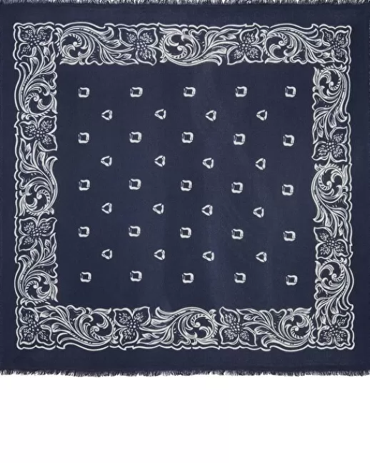 Kujten Bandanas | Écharpes & Cols | Grand Bandana Hawai Bandana Cachemire Motif Hawaien, 2 fils Bleumarinefoncé