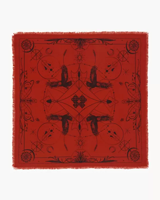 Kujten Accessoires | Bandanas | Grand Bandana Hiloki Grand bandana cachemire imprimu00e9, 2 fils OrangeRosso