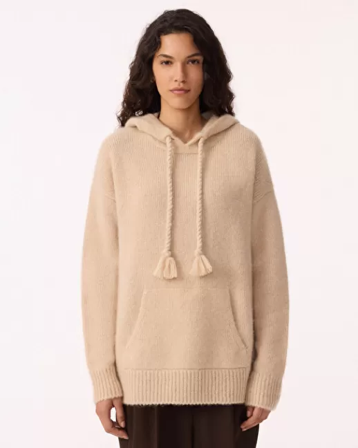 Kujten Pulls & Sweats | Hoodie Baki Pull Hoodie Cachemire Femme, 4 fils Beigechiné