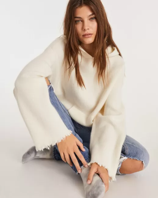 Kujten Pulls & Sweats | Hoodie Becky Pull hoodie cachemire oversize, 4 fils Blanc