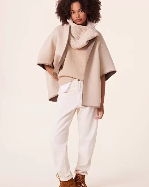 Kujten Manteaux | Manteau Aria Cape Kimono Brodu00e9e Cachemire Double Face Organique