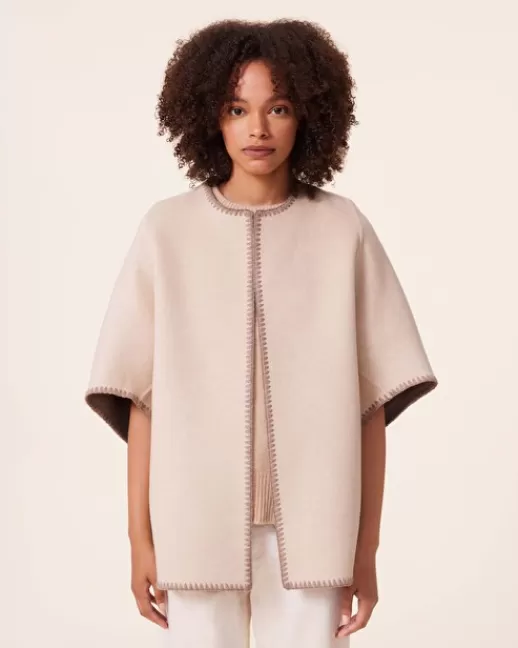 Kujten Manteaux | Manteau Aria Cape Kimono Brodu00e9e Cachemire Double Face Organique