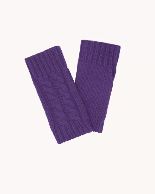 Kujten Gants & Mitaines | Mitaines Gama Mitaines Courtes Cachemire Torsadu00e9, 12 fils DEEPPURPLE