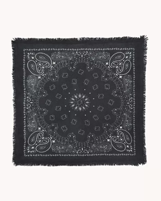 Kujten Bandanas | Écharpes & Cols | Petit Bandana Hachi Petit bandana cachemire imprimu00e9, 2 fils Noir