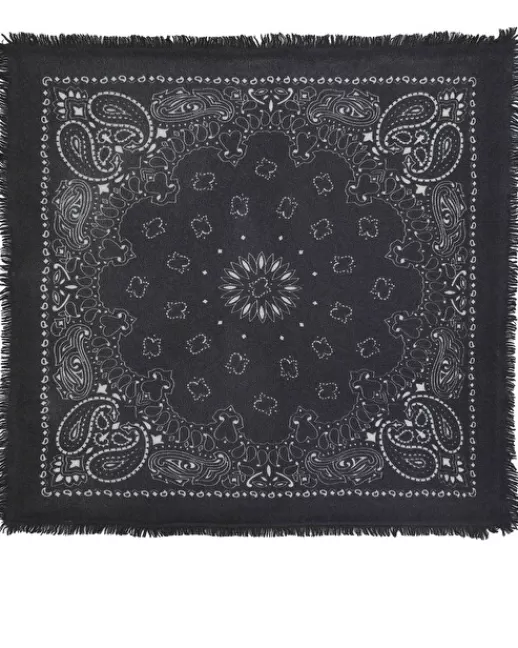 Kujten Bandanas | Écharpes & Cols | Petit Bandana Hachi Petit bandana cachemire imprimu00e9, 2 fils Noir