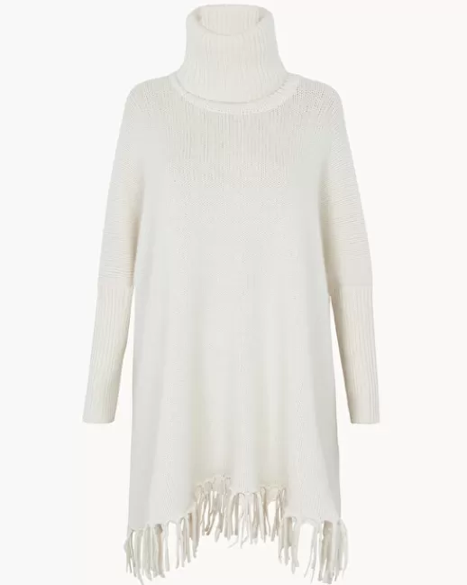 Kujten Capes & Ponchos | Poncho Cameron Poncho Cachemire u00c0 Franges Femme, 10 fils Blanc