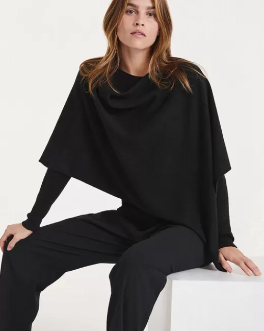 Kujten Capes & Ponchos | Poncho Dalia Poncho Court Cachemire, 2 fils Noir